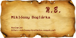 Miklóssy Boglárka névjegykártya